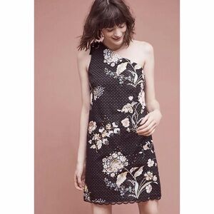 Anthropologie x Maeve Ashbury Floral One Shoulder Studded Mini Dress